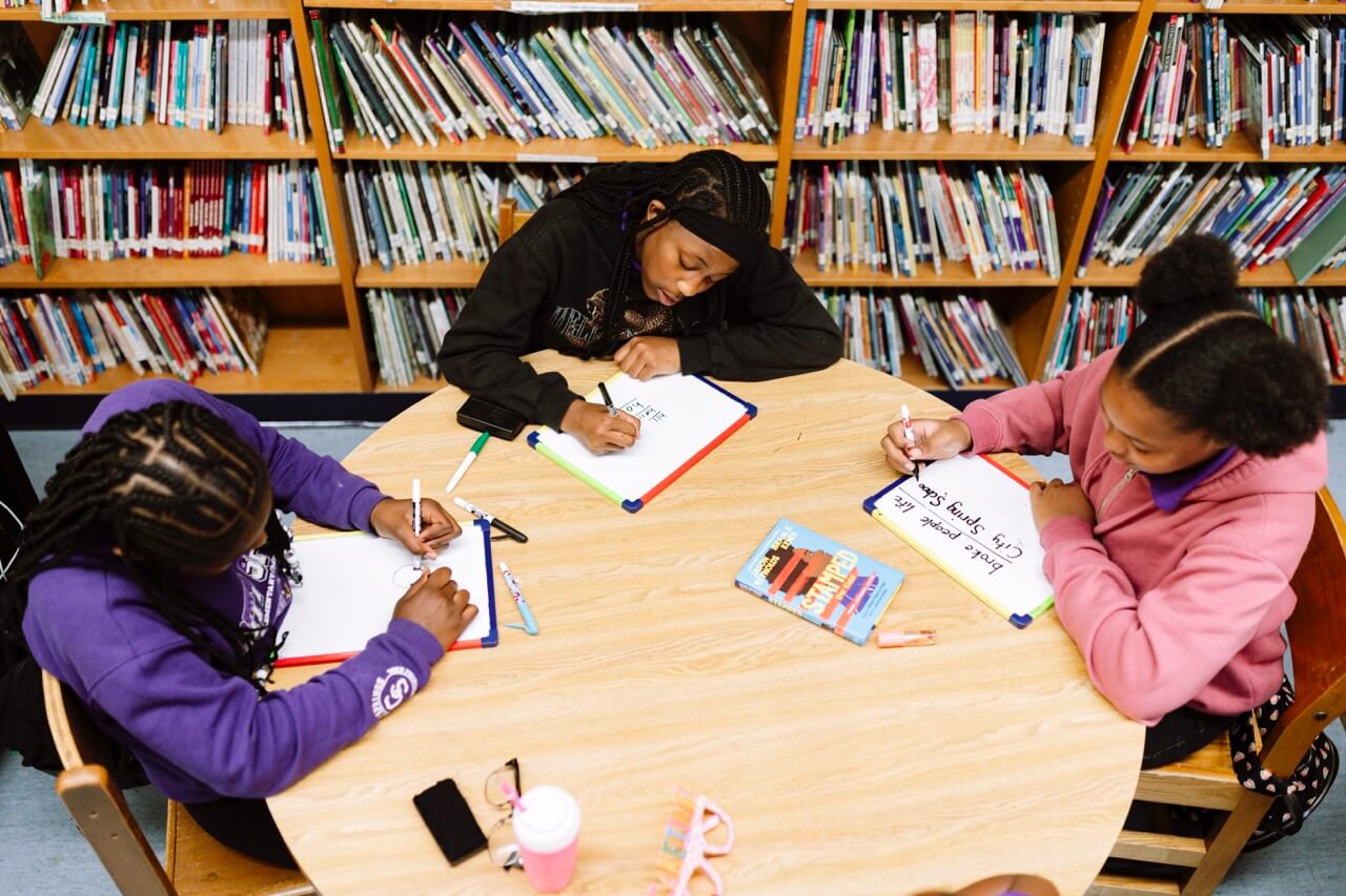 City Springs students with whiteboards